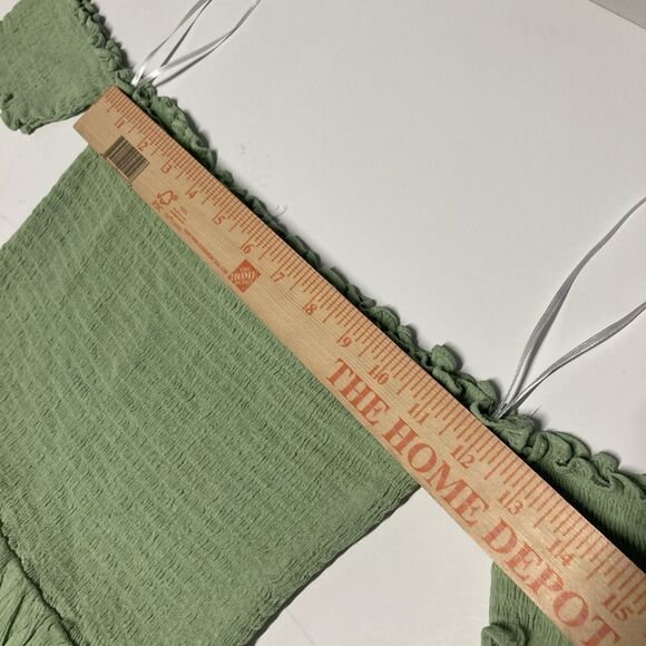 Love Tree Green Slit Front Short Sleeve Smocked Dress Women's Large Boho Peasant - Picture 10 of 11